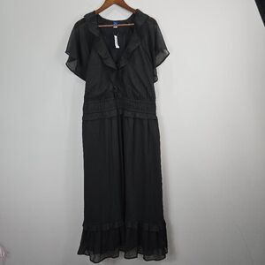 NWT Old‎ Navy Maxi Dress 4X Black Boho Peasant Whimsigoth Dark Fairy Cottagecore
